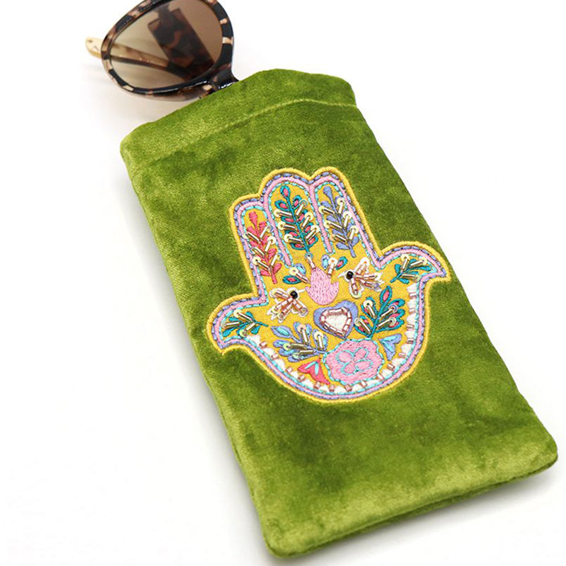 (b91) P.O.M. Glasses Sunglasses Case Lime Green Velvet