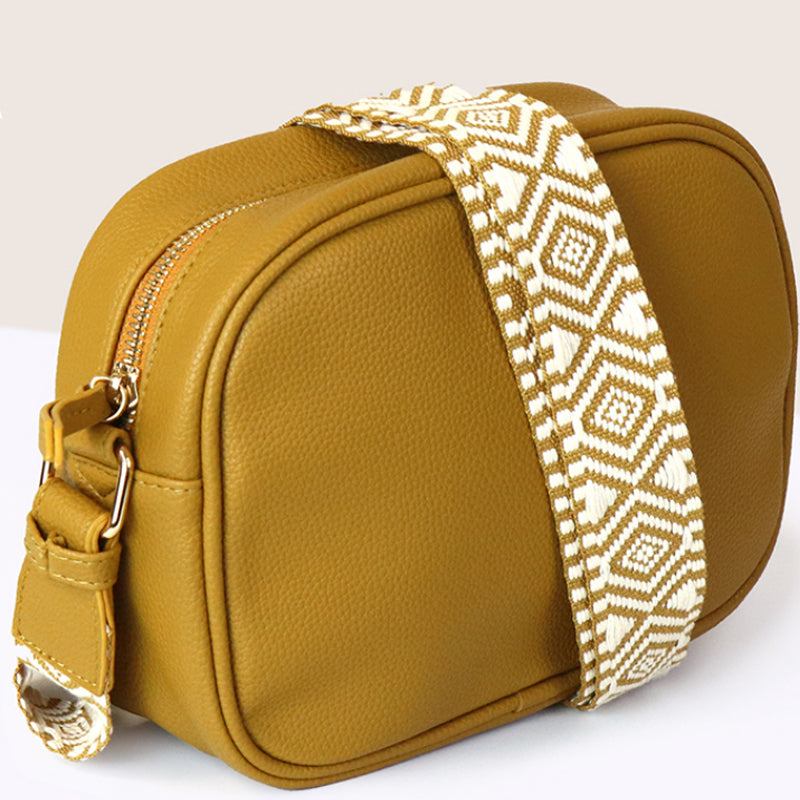 (1a) P.O.M. Mustard Vegan Leather Shoulder Crossbodybag