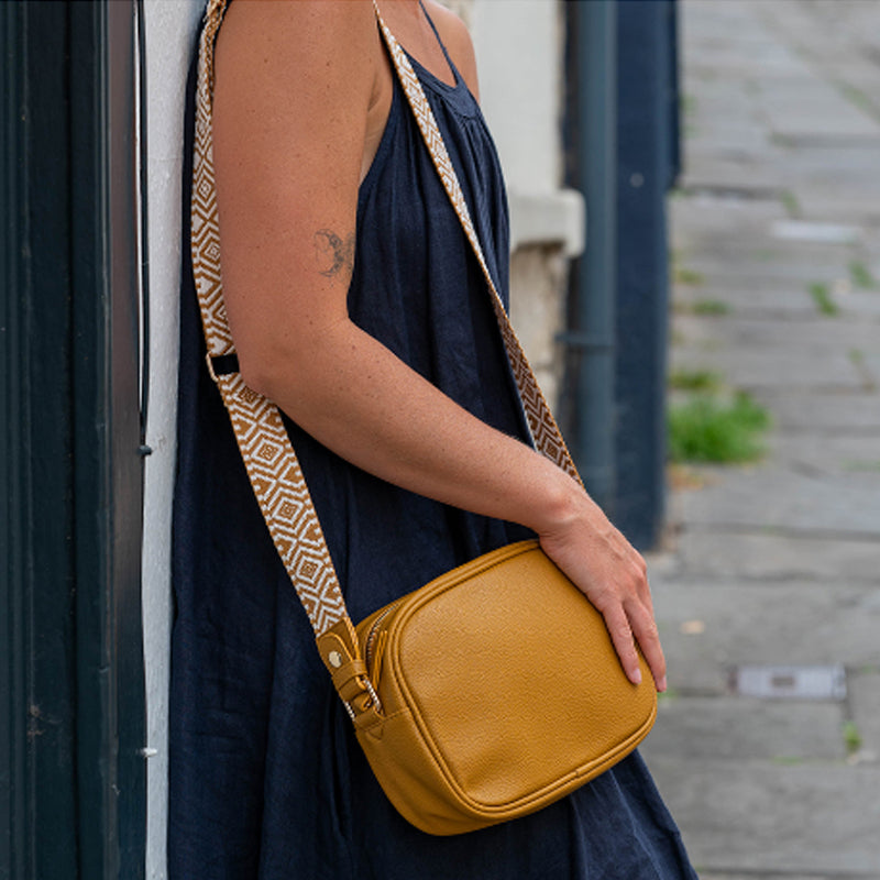 (a1) P.O.M. Orange Vegan Leather Shoulder Crossbodybag