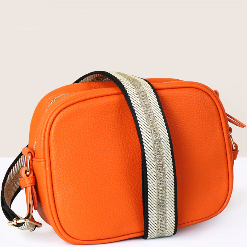 (1a) P.O.M. Orange Vegan Leather Shoulder Crossbodybag