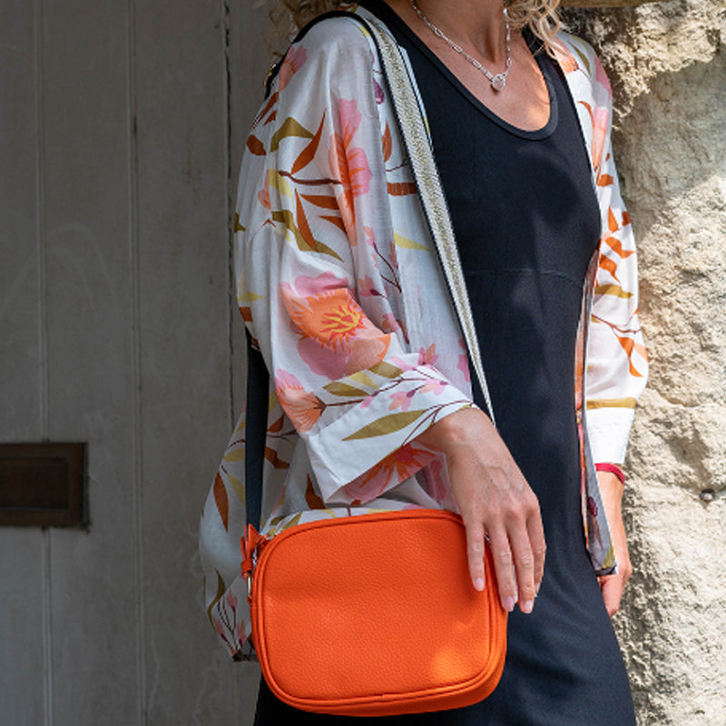 (a1) P.O.M. Orange Vegan Leather Shoulder Crossbodybag