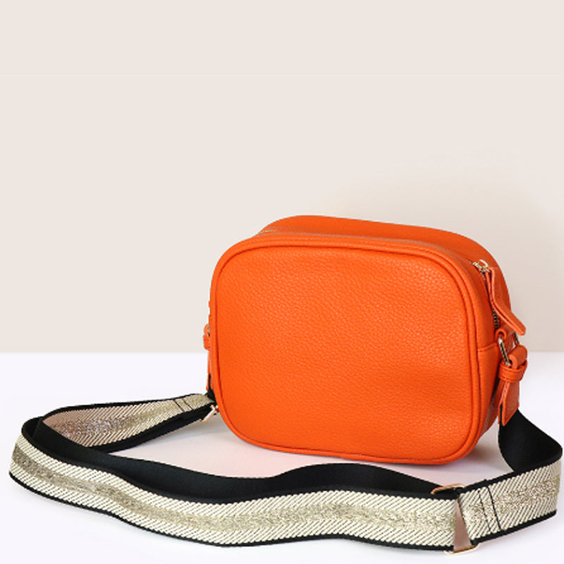 (a1) P.O.M. Orange Vegan Leather Shoulder Crossbodybag