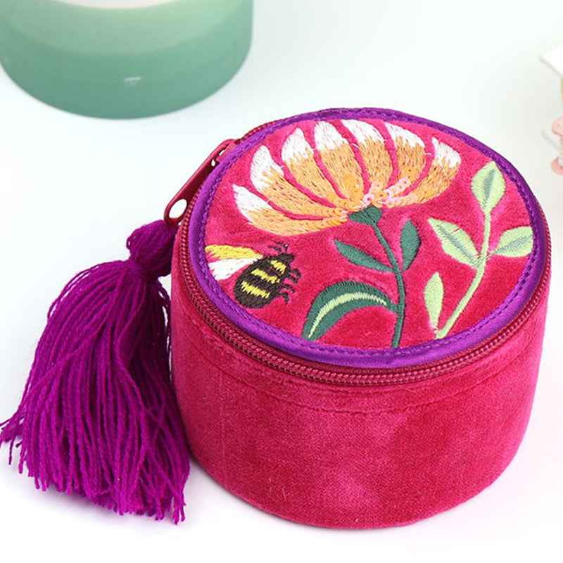 (b8) P.O.M. Trinket Box Fuchsia Velvet