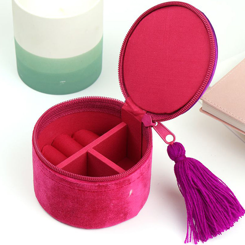 (b8) P.O.M. Trinket Box Fuchsia Velvet