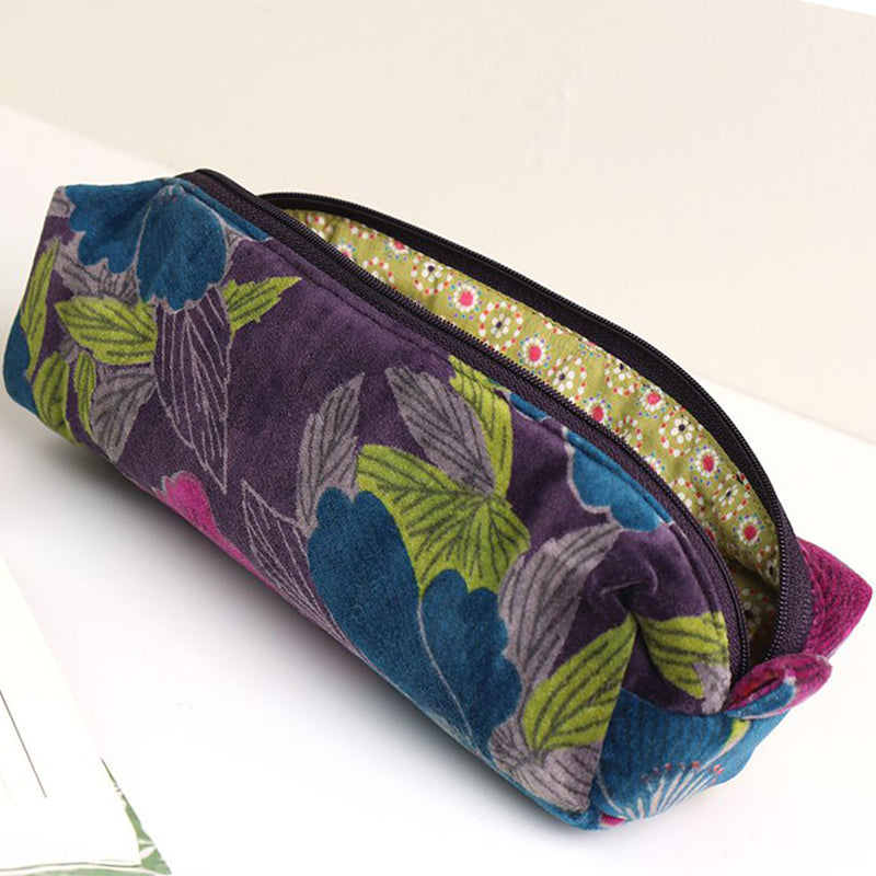 (b4) P.O.M. Zip Pouch Make-Up Bag Teal Plum Velvet