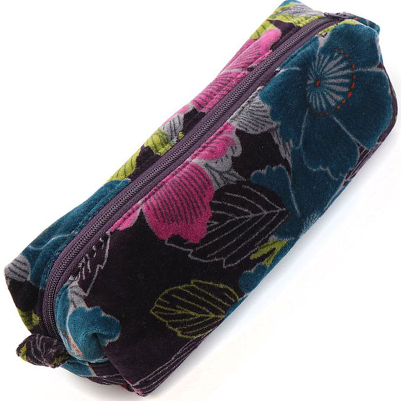 (b4) P.O.M. Zip Pouch Make-Up Bag Teal Plum Velvet