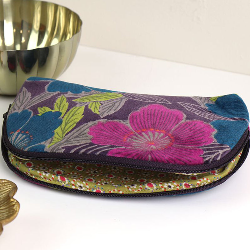 (b6) P.O.M. Make-Up Bag Teal Plum Velvet