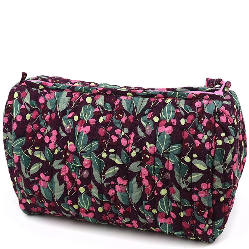 (c3) P.O.M. Aubergine Mix Cotton Quilted Large Cosmetic Make-Up Bag