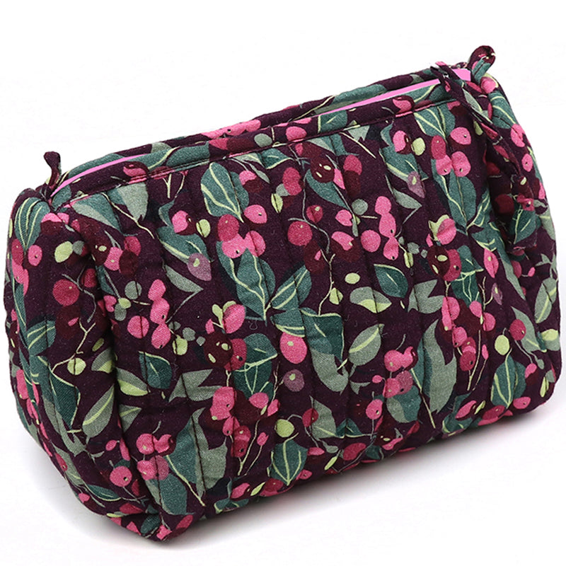 (c3) P.O.M. Aubergine Cotton Quilted Small Cosmetic Make-Up Bag
