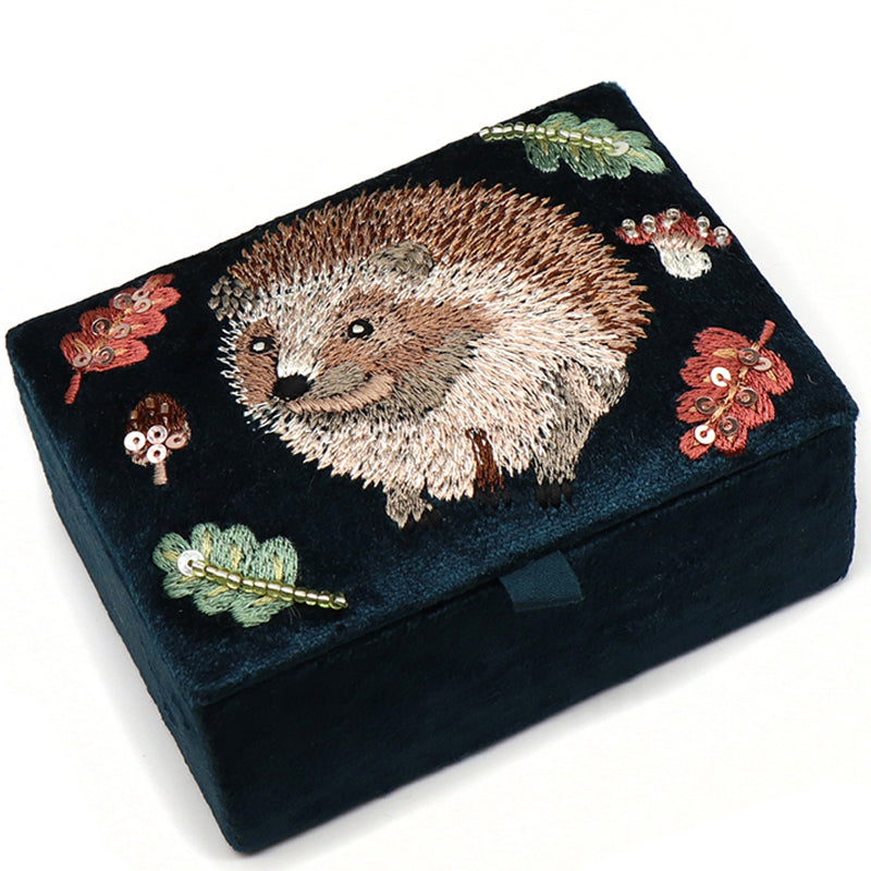 (a7) P.O.M. Dark Teal Mix Velvet Embellished Cosmetic Coin Card Purse