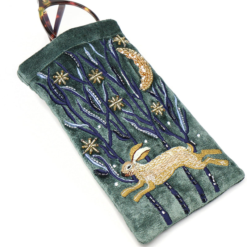 (b2) P.O.M. Green Mix Velvet Embellished Cosmetic Coin Card Purse