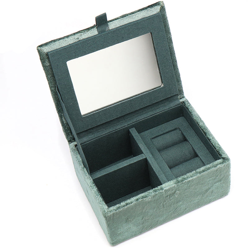 (b2) P.O.M. Midnight Green Velvet Embroidered Jewellery Box