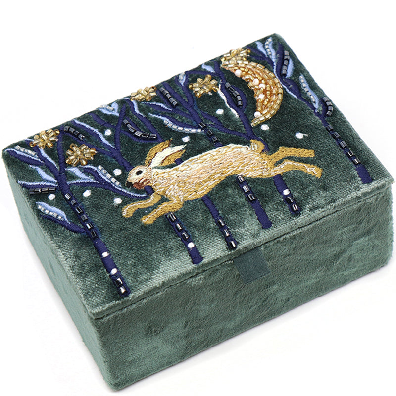 (b2) P.O.M. Green Mix Velvet Embellished Cosmetic Coin Card Purse
