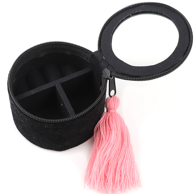 (a3) P.O.M. Black Velvet Floral Embroidered Trinket Box