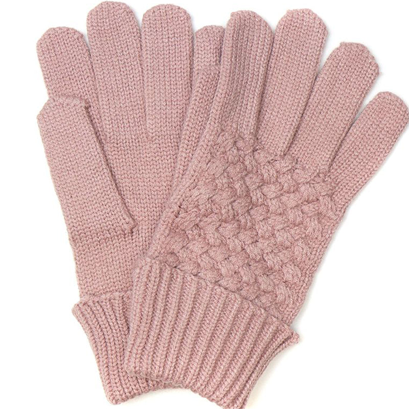 (a1h) P.O.M. Ladies Pink Knitted Gloves