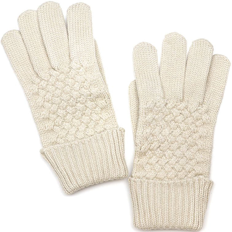 (a1g) P.O.M. Ladies Cream Knitted Gloves