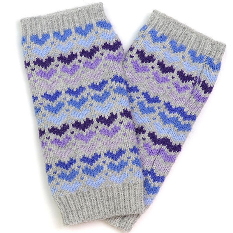 (b7a) P.O.M Grey Blue Wool Blend Wrist Warmers