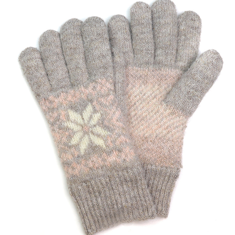 (b9b) P.O.M. Grey Fleece Lined Knitted Gloves