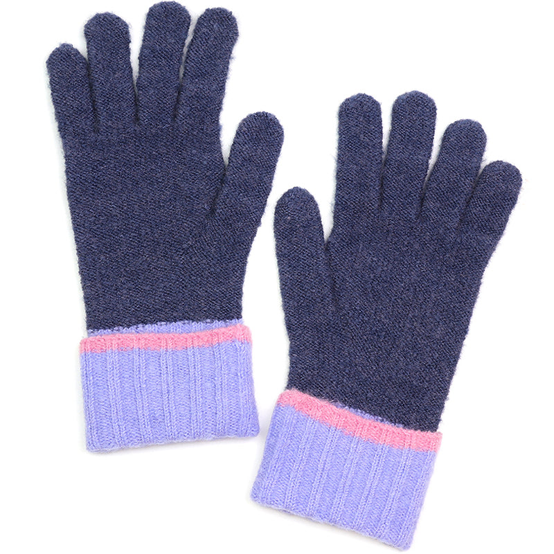 (b9a) P.O.M. Ladies Denim Blue Knitted Gloves