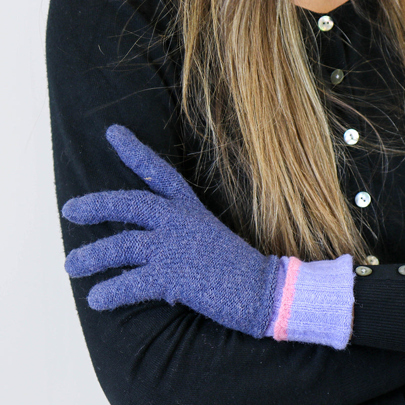 (b9a) P.O.M. Ladies Denim Blue Knitted Gloves