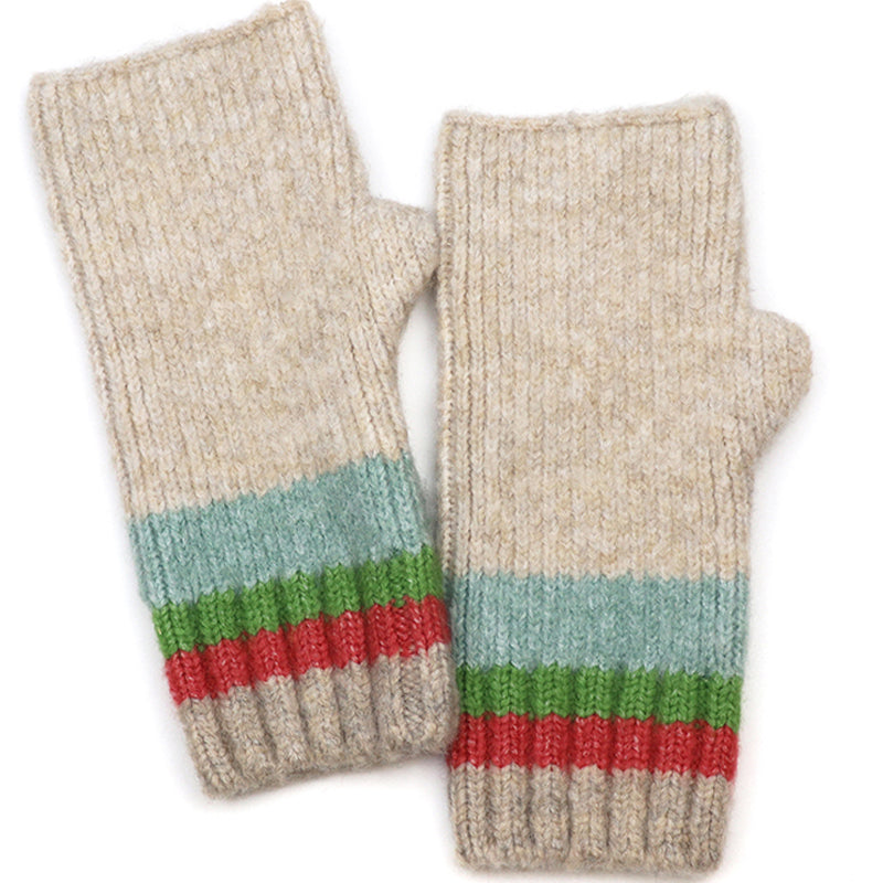 (b9) P.O.M. Ladies Cream Multi Knitted Gloves