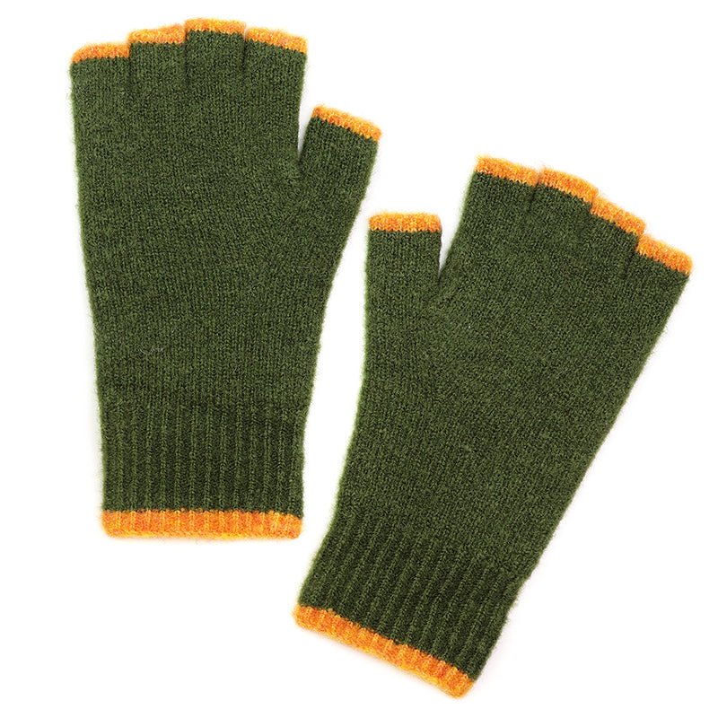 (a) P.O.M Mens Recycled Scarf Beanie Hat And Gloves Set Green