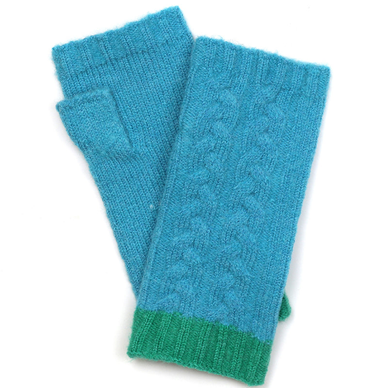 (a15) P.O.M Turquoise Blue Fingerless Wrist Warmers