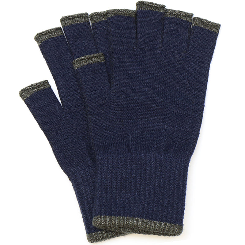 (c4) P.O.M. Navy Blue Mix Fingerless Mens gloves