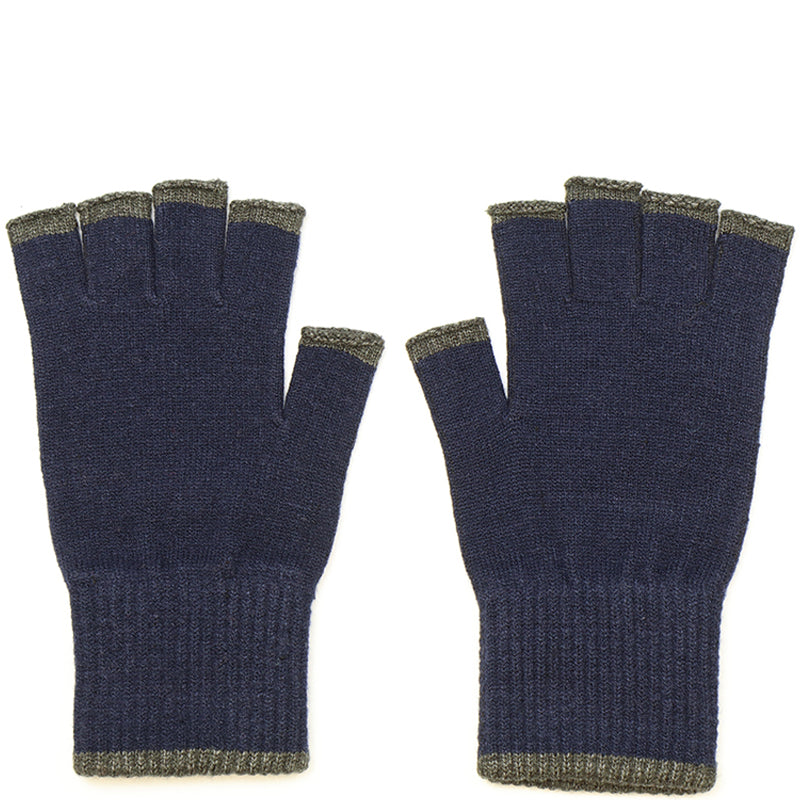 (c4) P.O.M. Navy Blue Mix Fingerless Mens gloves