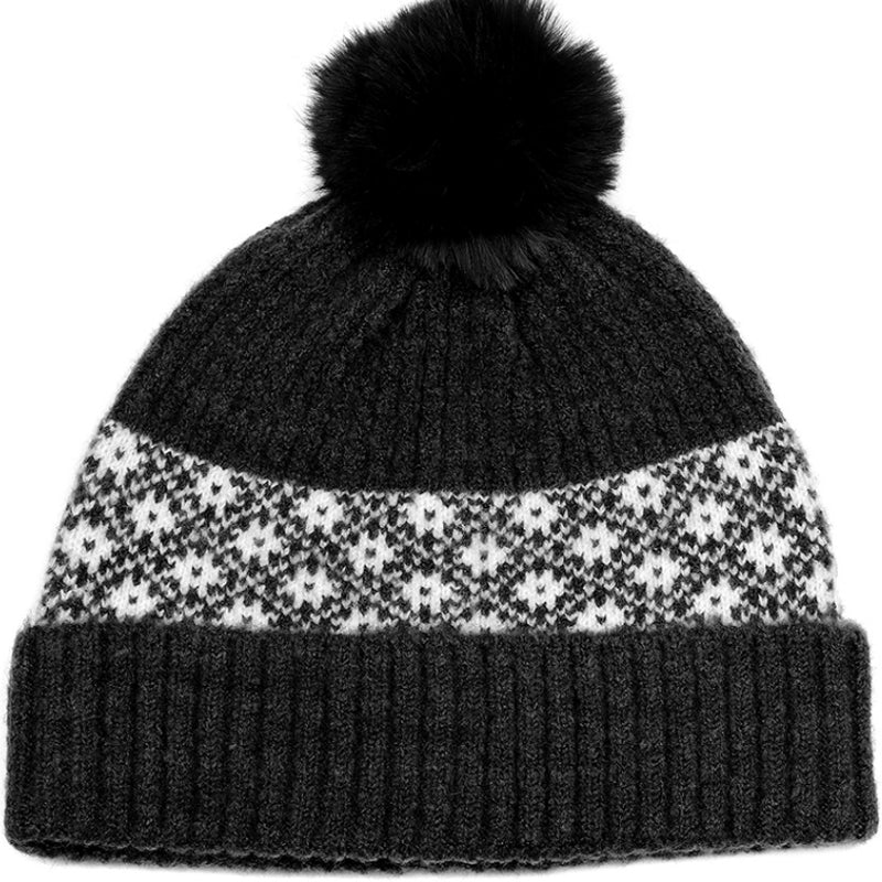 (a) P.O.M Bobble Hat Black