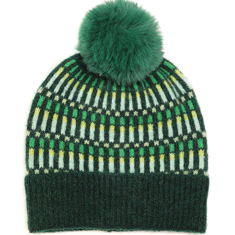 (b8) P.O.M Green Pull Through Scarf And Bobble Hat SET OF TWO