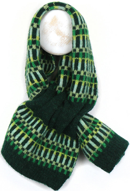 (b8) P.O.M Green Pull Through Scarf And Bobble Hat SET OF TWO