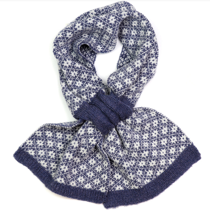 (a) P.O.M Scandi Blue White Pull Through Scarf