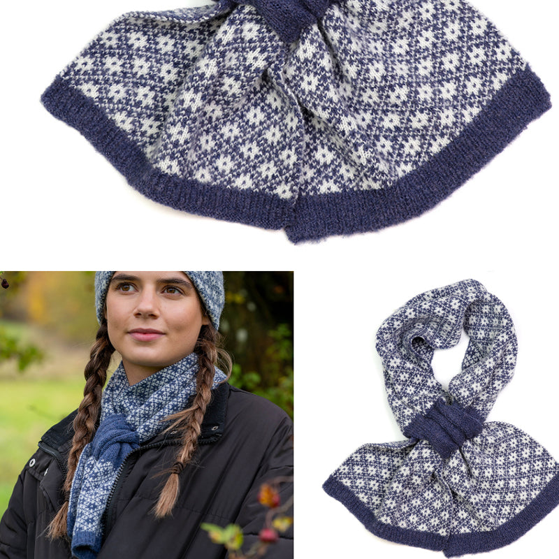 (b7) P.O.M Scandi Blue White Pull Through Scarf