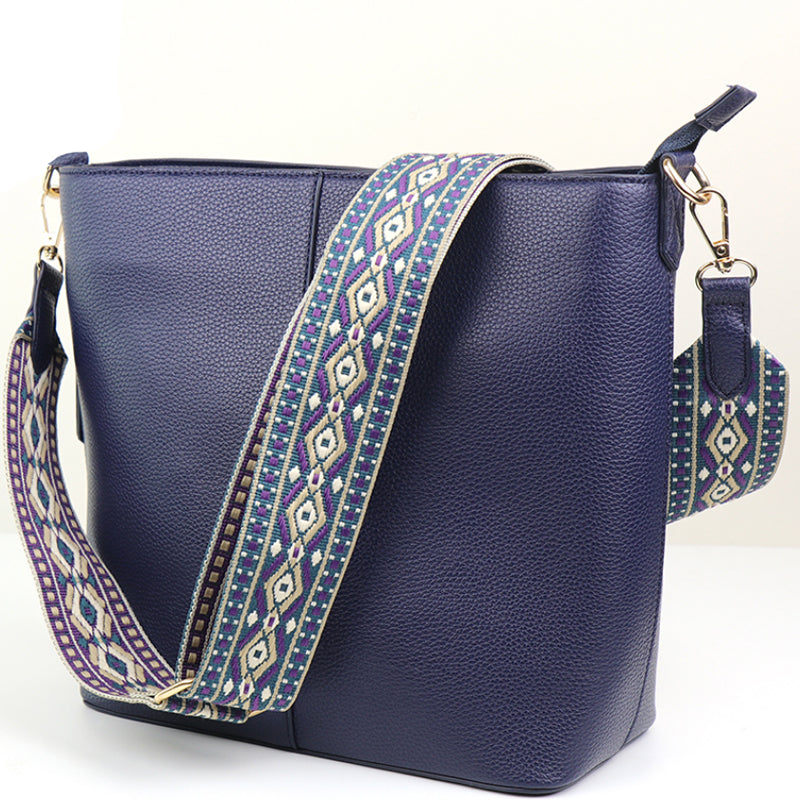 (a5) P.O.M. Navy Blue Vegan Leather Shoulder Crossbodybag