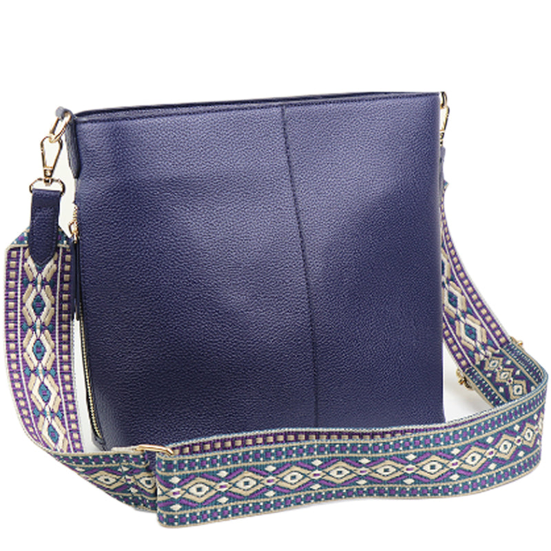 (a5) P.O.M. Navy Blue Vegan Leather Shoulder Crossbodybag