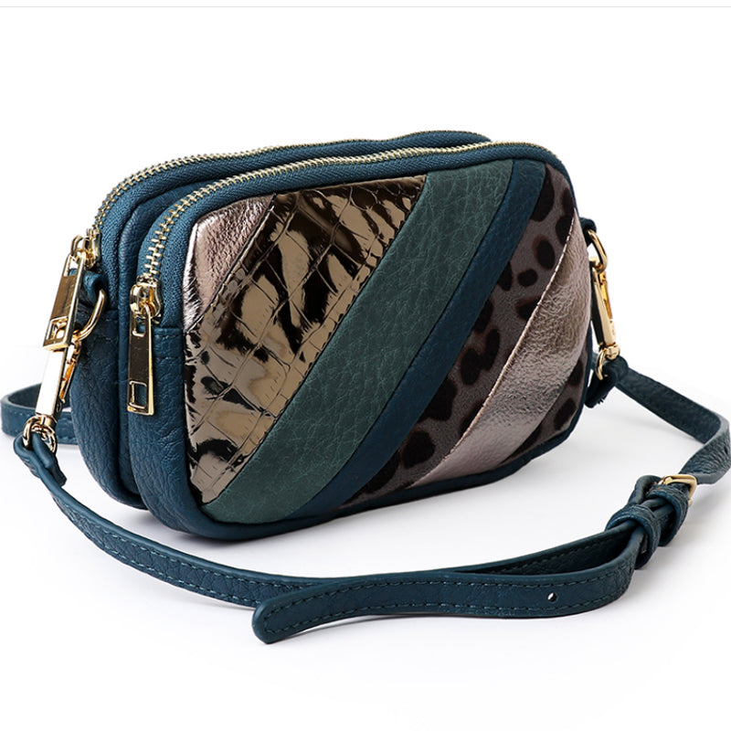 (1b) P.O.M.Teal Metallic Vegan Leather Shoulder Crossbodybag