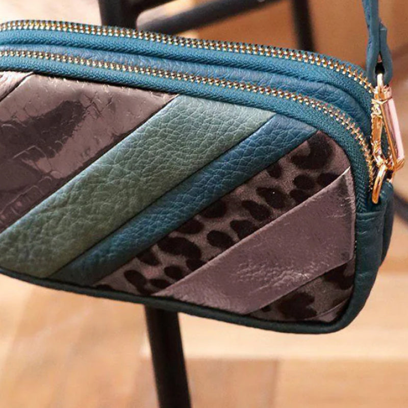 (1b) P.O.M.Teal Metallic Vegan Leather Shoulder Crossbodybag