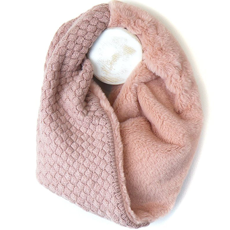 (a1h) P.O.M Pink Faux Fur Knit Twist Snood