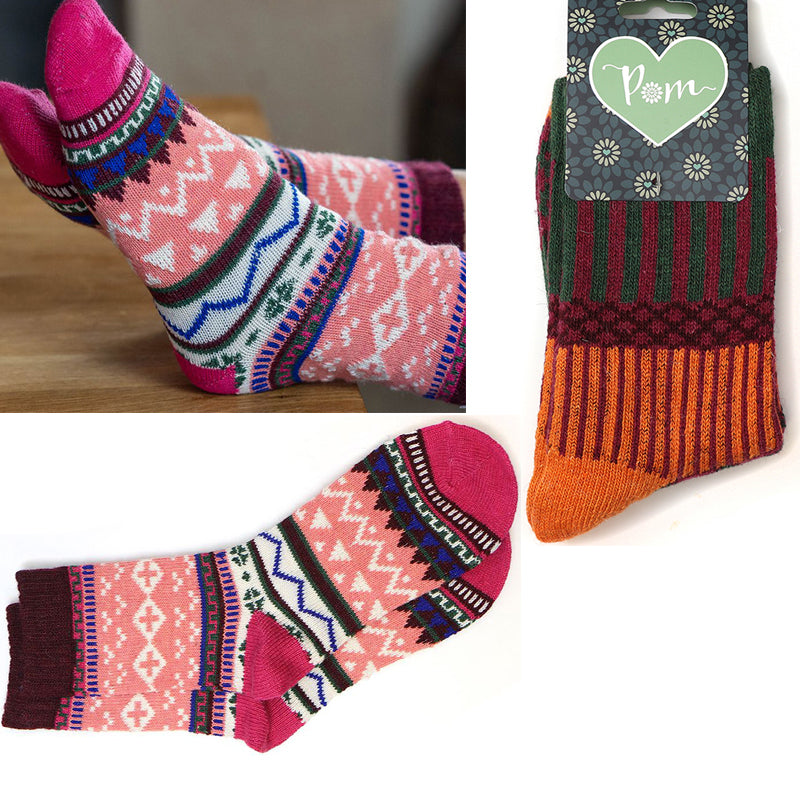 (a) P.O.M 2 Pairs Of Soft Multicoloured One Size Socks