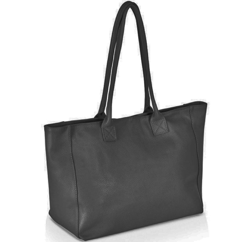 (a) Your Bag Heaven Silver Soft Metallic Leather Large Tote Shopper Bag