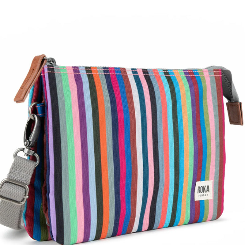 Roka Carnaby XL Multi Stripe Crossbody Shoulder Bag Vegan Sustainable Product