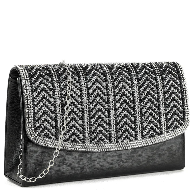 (1b) Your Bag Heaven Black Clutch Shoulder Evening Bag
