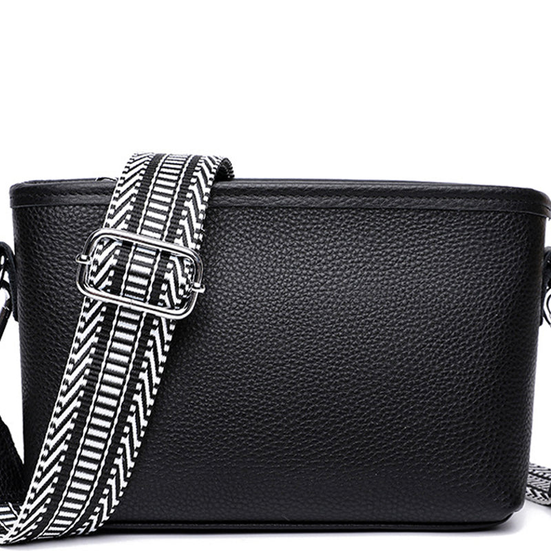 (1ak) Your Bag Heaven Black Leather Crossbody Shoulder Bag