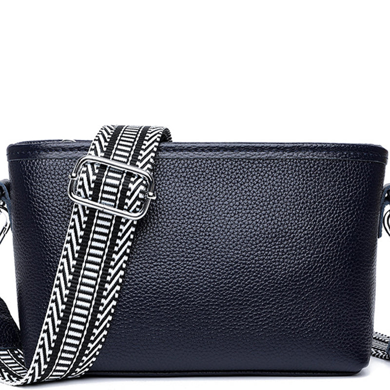 (1ak) Your Bag Heaven Navy Blue Leather Crossbody Shoulder Bag