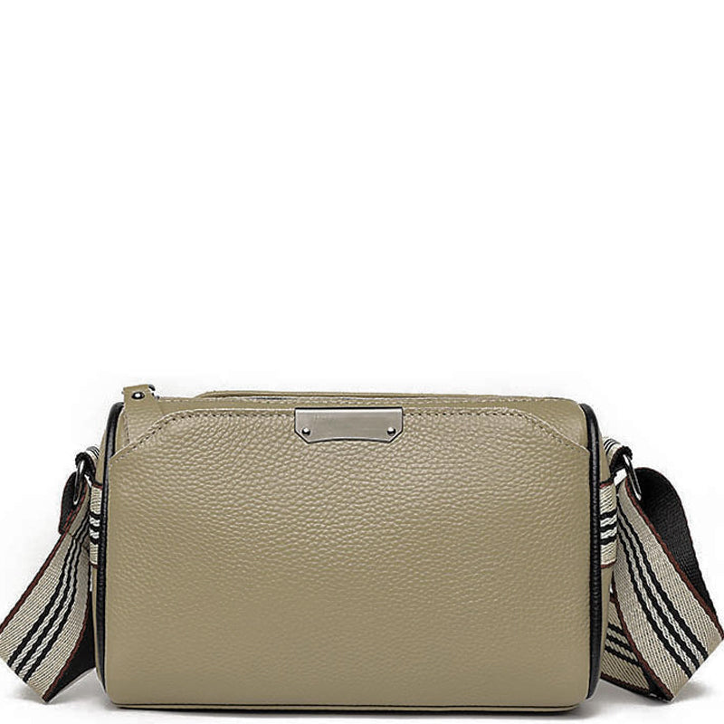 (1ak) Your Bag Heaven Taupe Leather Crossbody Shoulder Bag