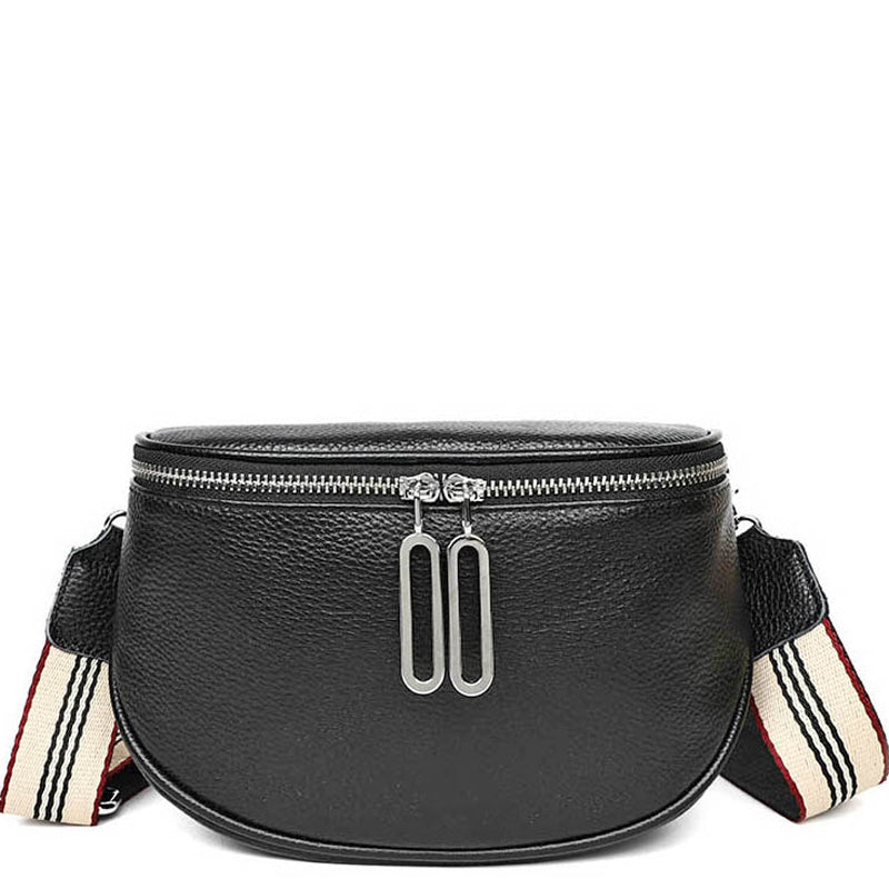 (1ak) Your Bag Heaven Black Leather Crossbody Shoulder Sling Bag