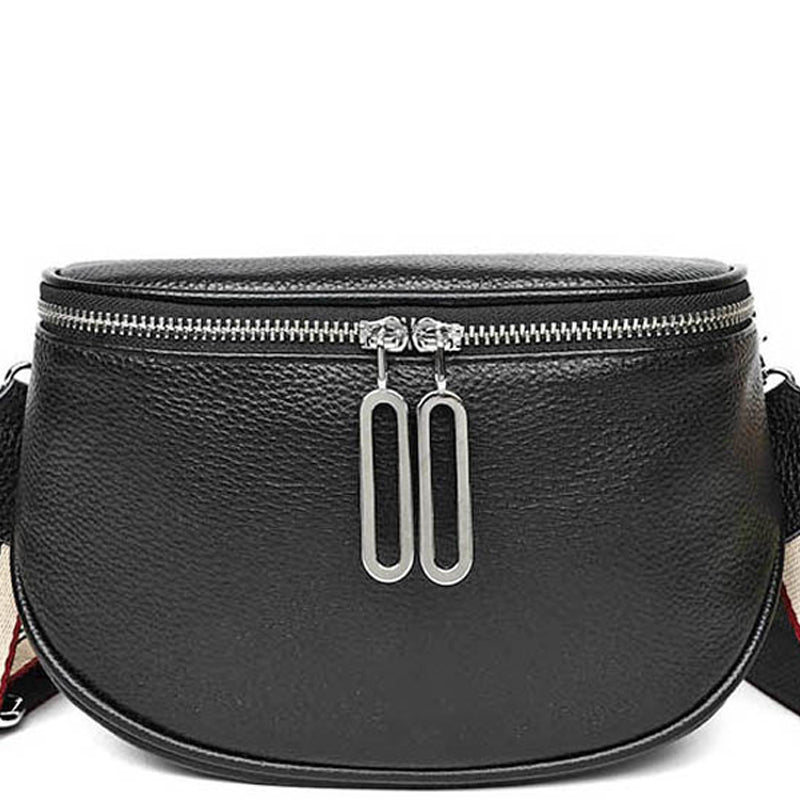 (1ak) Your Bag Heaven Black Leather Crossbody Shoulder Sling Bag