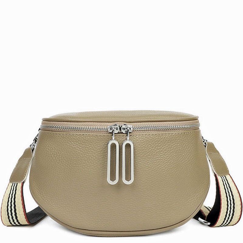 (1ak) Your Bag Heaven Taupe Leather Crossbody Shoulder Sling Bag