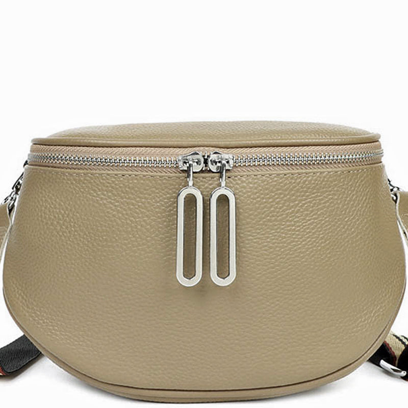 (1ak) Your Bag Heaven Taupe Leather Crossbody Shoulder Sling Bag